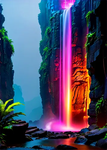 waterfall,water falls,water fall,cascada,waterfalls,futuristic landscape,ash falls,ravine,skylands,fantasy landscape,brown waterfall,chasm,cascade,falls,cartoon video game background,shader,lagoon,virtual landscape,firefall,hesychasm,Conceptual Art,Sci-Fi,Sci-Fi 26