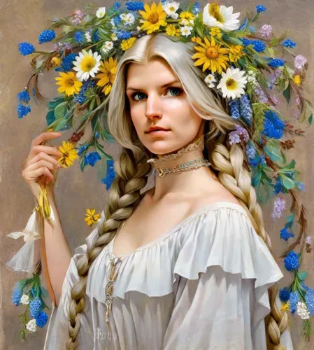 wreath of flowers,girl in flowers,bouguereau,jessamine,flower garland,girl in a wreath,beautiful girl with flowers,floral garland,flower wreath,blooming wreath,floral wreath,girl picking flowers,emile vernon,mucha,flower girl,fiori,flower crown,flower fairy,marguerite,young girl