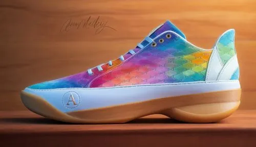 basketball shoes,skittles,lebron james shoes,currys,wades,holographic,Illustration,Realistic Fantasy,Realistic Fantasy 01