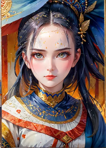 ife Art, UHD, High Quality, Old Painting by Shining, Watercolor, trending on artstation, sharp focus, studio photo, intricate details, highly detailed, by greg rutkowski,shuanghuan noble,wuchang,yi su