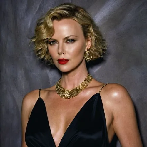 charlize theron,pearl necklace,gena rolands-hollywood,sarah walker,pearl necklaces,aging icon,femme fatale,gold jewelry,female hollywood actress,portrait of christi,vanity fair,tilda,madonna,elegant,elegance,jewelry,hollywood actress,beautiful woman,short blond hair,cougar,Art,Artistic Painting,Artistic Painting 09