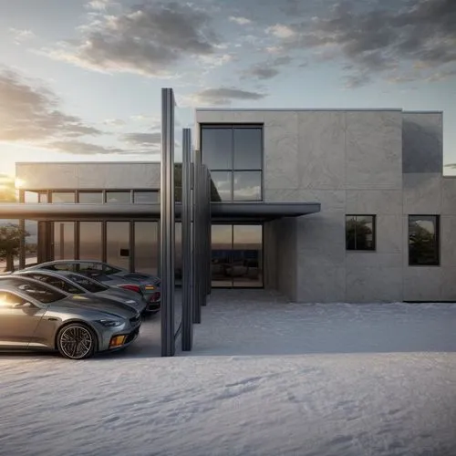 modern house,dunes house,garage,luxury home,virage,snow house,alpine style,driveways,luxury property,snow roof,car showroom,3d rendering,modern architecture,garages,private house,cubic house,driveway,luxury real estate,winter house,prefab