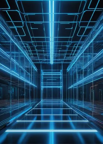 Modern eks architecture diagram, futuristic neon blue glow, sleek glassy surface, minimalist metal frame, holographic projections, complex network of wires and circuits, 3D visualization, futuristic l