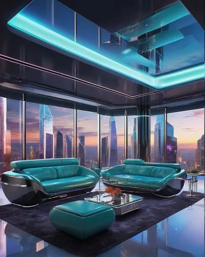 penthouse apartment,sky apartment,modern living room,apartment lounge,luxury suite,suites,luxury home interior,livingroom,living room,skyscapers,interior modern design,luxury property,modern decor,sky space concept,blue room,chaise lounge,ufo interior,lounge,glass wall,luxury real estate,Conceptual Art,Daily,Daily 24