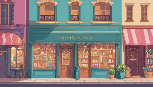 pastry shop,flower shop,watercolor tea shop,bakery,store front,cake shop,bookstore,ice cream shop,pâtisserie,paris shops,storefront,brandy shop,book store,watercolor shops,shoe store,watercolor cafe,bookshop,shops,store fronts,paris cafe,Illustration,Japanese style,Japanese Style 06