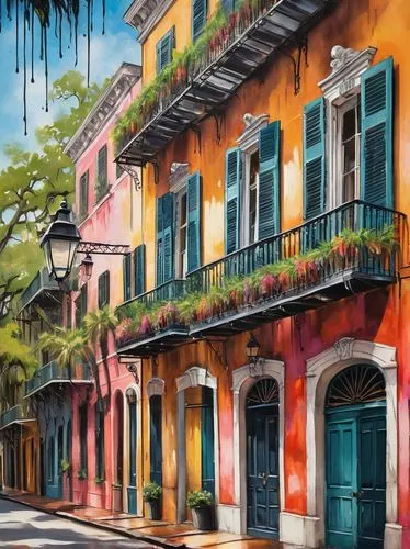 french quarters,new orleans,mizner,marigny,colorful city,row houses,neworleans,coconut grove,rowhouses,colorful facade,freret,dumaine,fla,facade painting,sanjuan,houses clipart,san juan,italian painter,nola,mexican painter,Conceptual Art,Graffiti Art,Graffiti Art 08