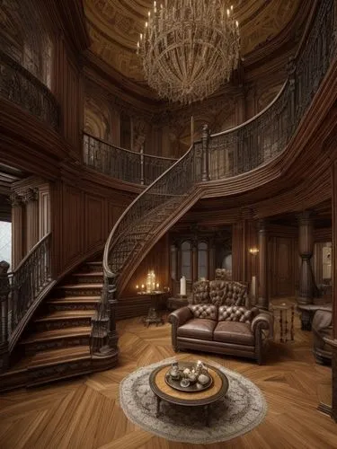 ornate room,luxury home interior,winding staircase,mansion,great room,staircase,interior design,penthouse apartment,circular staircase,luxury home,living room,spiral staircase,luxury property,interior