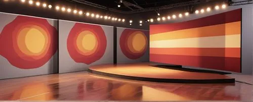 Design the stage, warm colors,scenography,television studio,theater curtain,panoramical,art deco background,art gallery,artscience museum,a museum exhibit,stage curtain,search interior solutions,backg