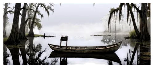 backwaters,boat landscape,swamps,backwater,bayou,shalott,paddle boat,rowboats,rowboat,boatman,landscape background,waterbody,canoes,atchafalaya,rowing boat,row boat,swampy landscape,alleppey,lily pond,everglades,Illustration,Black and White,Black and White 01