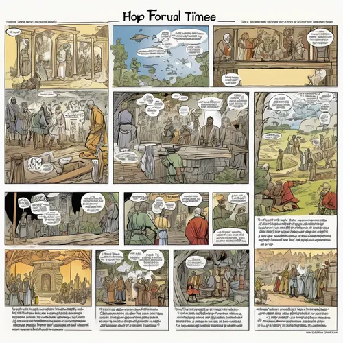 biblical narrative characters,comic paper,panels,heroic fantasy,herald,new york times journal,fungal science,primeval times,trumpet of jericho,dead sea scroll,illustrations,the print edition,tombstones,travel digital paper,triggers for forest fire,town planning,funeral,treasure hunt,historian,infographic elements,Illustration,American Style,American Style 13