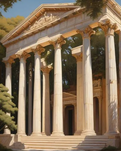 zappeion,greek temple,doric columns,palladian,temple of diana,neoclassical,roman temple,panathenaic,marble palace,house with caryatids,gennadius,villa borghese,artemis temple,caesonia,panagora,celsus library,jardiniere,peristyle,neoclassicism,neoclassicist,Art,Artistic Painting,Artistic Painting 38