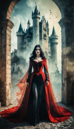 gothic woman,vampire woman,gothic portrait,gothic fashion,vampire lady,queen of hearts,red cape,dracula,gothic dress,gothic style,sorceress,fantasy picture,gothic,red gown,fantasy woman,red tunic,fantasy art,scarlet witch,heroic fantasy,red riding hood,Photography,Artistic Photography,Artistic Photography 07