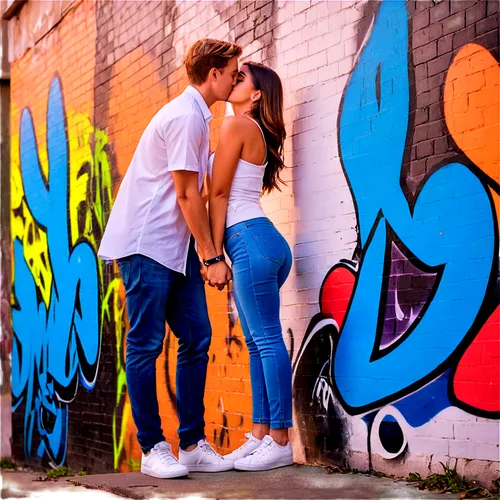 makeout,kissing,boy kisses girl,graffiti,graffitti,graff,girl kiss,graffitied,kissin,making out,jeans background,kisser,snogging,brick wall background,young couple,tagger,photo shoot for two,graffiti art,couple in love,pda,Conceptual Art,Graffiti Art,Graffiti Art 09