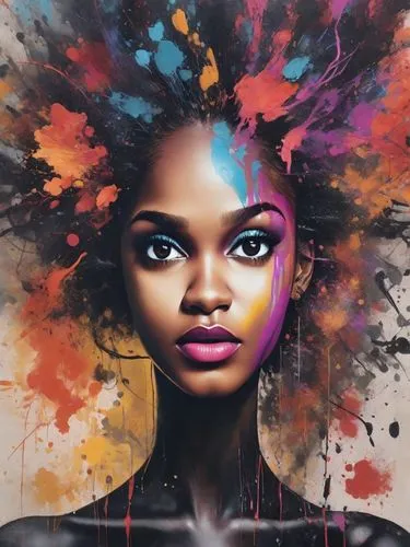 world digital painting,african woman,illustrator,african art,art painting,mystical portrait of a girl,painting technique,black woman,boho art,artificial hair integrations,meticulous painting,digital art,african american woman,afro-american,girl portrait,portrait background,digital artwork,artist color,oil painting on canvas,afroamerican