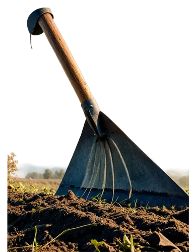 Rustic farm tool, old wooden plough, curved metal blade, worn-out handle, rural landscape, morning mist, soft sunlight, 3/4 composition, shallow depth of field, warm color tone, cinematic lighting.,a 