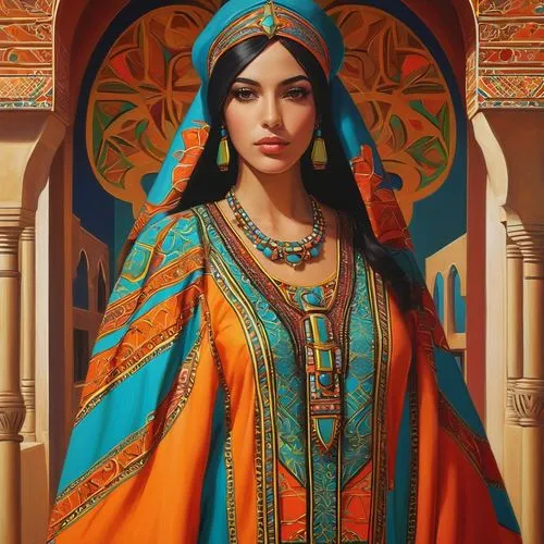 arabian,cleopatra,persian,arab,orientalism,priestess,persian poet,islamic girl,abaya,ancient egyptian girl,zoroastrian novruz,iranian,assyrian,orange robes,fantasy portrait,egyptian,oriental princess,ancient costume,dulzaina,argan,Art,Artistic Painting,Artistic Painting 29