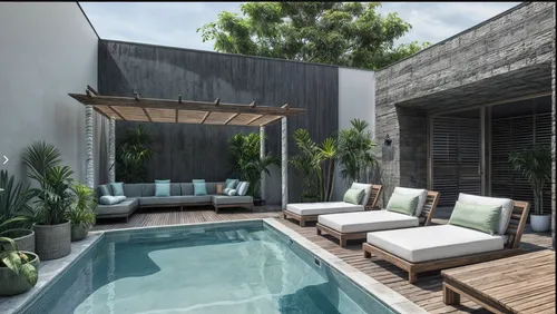 landscape design sydney,garden design sydney,seminyak,landscape designers sydney,outdoor furniture,roof terrace,outdoor pool,roof top pool,tropical house,holiday villa,pool house,cabana,cabanas,amanresorts,terrasse,bali,dug-out pool,3d rendering,wooden decking,baoli