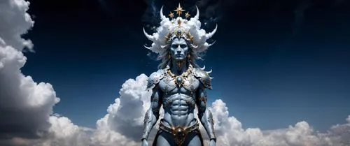 пусто,the person is standing on his knees surrounded by clouds,nekron,god shiva,sotha,mahadeva,khaine,trishula