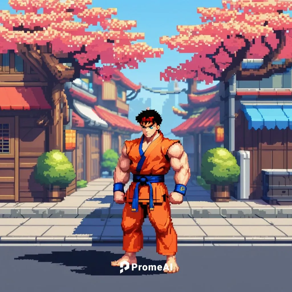 Pixel Art,ryu,kazuya,japanese sakura background,karateka,goku,sakura background,sagat,sfv,chunmei,gotoku,sakazaki,sanshiro,riki,hakan,kaneda,akuma,hokan,dojo,baki,kenshiro