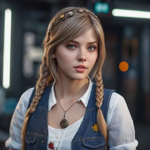 girl in overalls,pigtail,overalls,maya,girl portrait,retro girl,romantic look,nico,braids,portrait of a girl,elsa,blonde girl,jean jacket,young woman,piper,braid,hazel,pretty young woman,luka,blond girl,Photography,General,Sci-Fi