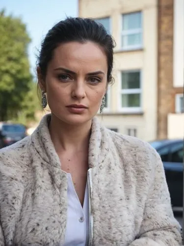 Worried face of a woman in midlife crisis with wrinkles on her forehead and moles all over her cheeks, including scars here and there.,a woman wearing a fur coat and white shirt,isinbayeva,suranne,sin