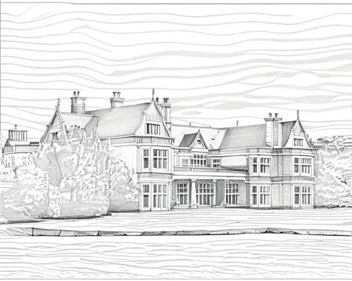 balmerino,house by the water,house drawing,house with lake,waterhouses,sketchup,houses clipart,eilean,culzean,inverary,aberdour,boathouse,gordonstoun,chateau,kingsbarns,pencilling,elizabethan manor house,line drawing,brownsea,penciling,Design Sketch,Design Sketch,Hand-drawn Line Art