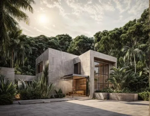 an artist's rendering of the exterior of a modern building,landscape design sydney,garden design sydney,modern house,dunes house,landscape designers sydney,amanresorts,mayakoba,fresnaye,3d rendering,t