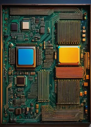 Microprocessor, 9-bit set architecture, digital circuitry, CPU diagram, blueprints, motherboard, IC chips, wires, capacitors, resistors, transistors, aluminum heat sink, cooling fan, metallic casing, 