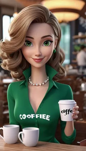 coffee background,woman drinking coffee,coffie,cofco,coffea,barista,Unique,3D,3D Character