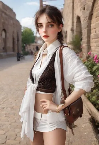 zhenya,medvedeva,midriff,model doll,white skirt,parisienne,Photography,Realistic