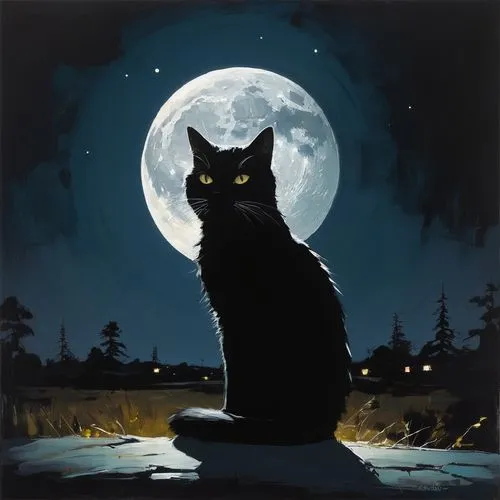 moonlit night,night watch,cat portrait,cat vector,moonlit,lunar,luna,full moon,moon night,moonlight,pet portrait,night scene,big moon,halloween cat,cat,black cat,full moon day,moon at night,drawing cat,herfstanemoon,Conceptual Art,Fantasy,Fantasy 10