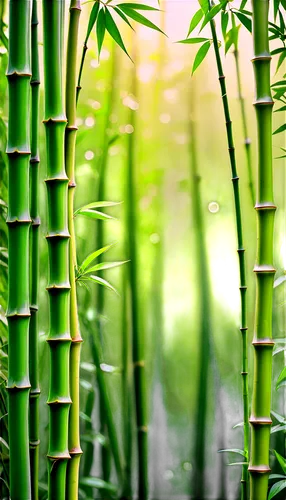 Tall bamboo tree, slender stems, dense leaves, gentle sway, morning dew, soft sunlight filtering through leaves, 3/4 composition, shallow depth of field, warm color tone, cinematic lighting, natural t