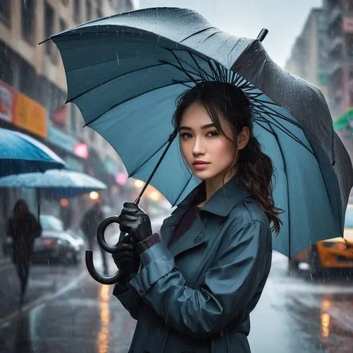 asian umbrella,umbrella,japanese umbrella,man with umbrella,umbrella pattern,umbrellas,in the rain,walking in the rain,japanese umbrellas,brolly,rainy day,japanese woman,rainy,overhead umbrella,little girl with umbrella,raincoat,rain protection,rainy weather,huge umbrellas,blue rain,Conceptual Art,Fantasy,Fantasy 03