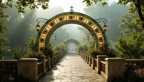 archways,archway,rivendell,heaven gate,the mystical path,gateway,monastery,village gateway,theed,monastery garden,entranceways,pathway,walkway,tunnel of plants,efteling,arcaded,cloistered,entrada,pointed arch,bridge arch