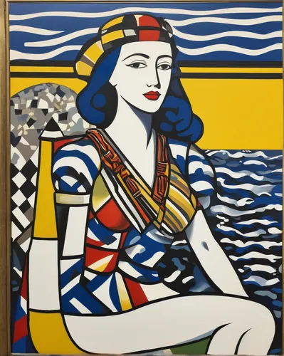 roy lichtenstein,art deco woman,girl-in-pop-art,pop art woman,popart,pop art girl,cool pop art,pop art style,art deco,david bates,delta sailor,breton,the sea maid,pop art,mondrian,modern pop art,woman sitting,sailor,art deco frame,art deco border,Art,Artistic Painting,Artistic Painting 39