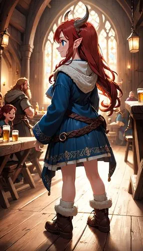 barmaid,pub,tavern,merida,bard,dwarf cookin,oktoberfest background,girl in the kitchen,the pub,oktoberfest,gnomes at table,bartender,fairy tale character,cg artwork,elza,rathauskeller,3d fantasy,dwarf sundheim,red riding hood,fae,Anime,Anime,Cartoon