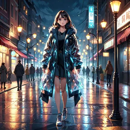 girl walking away,long coat,shibuya,world digital painting,harajuku,pedestrian,parka,fashion street,anime japanese clothing,coat,tokyo city,shopping street,cinderella,hk,fashionable girl,taipei,cg artwork,azusa nakano k-on,fashion vector,woman walking,Anime,Anime,General