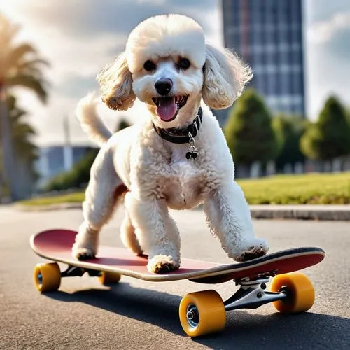 skateboard,skateboarder,surfdog,dogtown,skater,cheerful dog,skate board,skateboards,skateboarding,skate,dog photography,havanese,skaters,dandie,longboard,blonde dog,huichon,longboards,cute puppy,outdoor dog,Photography,General,Realistic