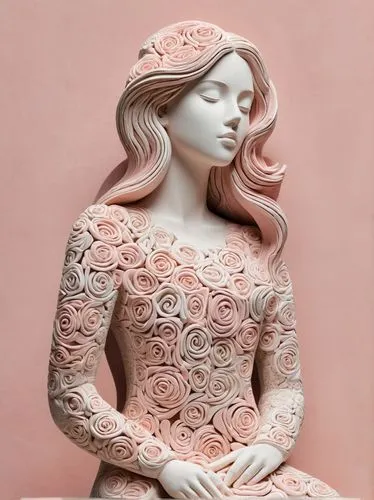 porcelain rose,paper art,biscuit rose de reims,clay doll,woman sculpture,artist's mannequin,decorative figure,vosges-rose,peach rose,sculptor,coral,damask,ceramics,rose wrinkled,sugar paste,rapunzel,rose wreath,flower wall en,porcelain dolls,doily,Illustration,Vector,Vector 21