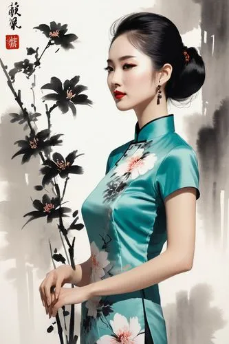 cheongsam,wuxia,wulin,xiaofei,guqin,jinling,geisha girl,yimou,jingqian,xuebing,yifei,yangmei,plum blossom,qingming,songling,sichuanese,diaochan,geisha,xiuning,the plum flower,Illustration,Japanese style,Japanese Style 17