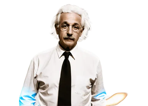 Albert Einstein, old man, white hair, mustache, glasses, worn suit, white shirt, black tie, hands in pockets, leaning forward, thinking pose, warm lighting, soft focus, shallow depth of field, cinemat