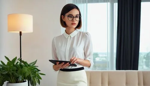 secretarial,blur office background,receptionist,bussiness woman,office worker,secretary,woman holding a smartphone,businesswoman,business woman,saleslady,manageress,secretaria,secretariats,reading glasses,videoconferencing,saleswoman,business women,telepresence,rodenstock,nabiullina,Illustration,Realistic Fantasy,Realistic Fantasy 26