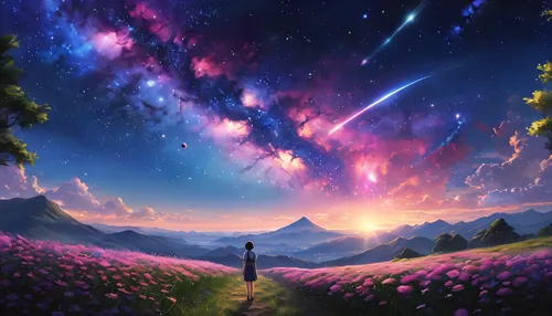 fairy galaxy,cosmos field,dreamscape,colorful stars,universe,dream world,rainbow and stars,star sky,heavenward,starry sky,fantasy picture,purple landscape,univers,starlight,cosmos,fantasy landscape,horizons,the universe,wonderlands,starscape,Photography,General,Natural