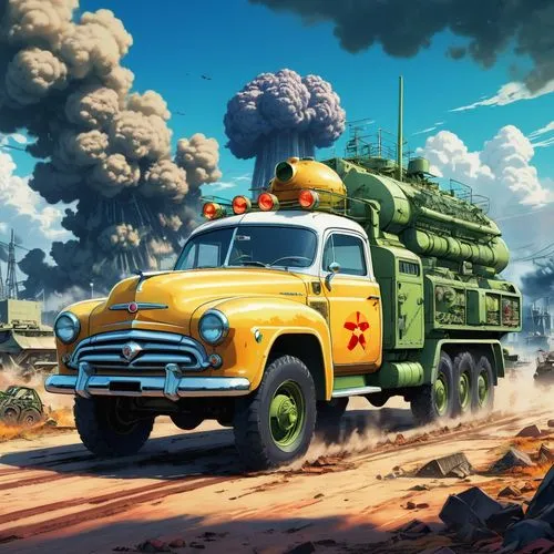 tank truck,chernogorneft,retro vehicle,saurer,kamaz,tank pumper,russian truck,rust truck,uaz,truckmaker,hanomag,cartoon video game background,tank wagons,atomic age,gasanov,motorstorm,engine truck,truckmakers,bulatov,hagglund,Illustration,Japanese style,Japanese Style 03