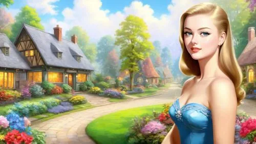 cartoon video game background,celtic woman,thumbelina,fairyland,cendrillon,floricienta