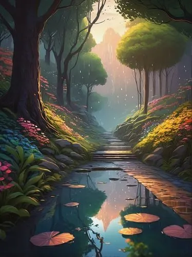 fantasy landscape,mushroom landscape,fairy forest,forest landscape,cartoon video game background,fairytale forest,elven forest,forest background,forest glade,landscape background,forest of dreams,enchanted forest,forest floor,cartoon forest,fantasy picture,fairy world,druid grove,forest,nature landscape,the forest,Illustration,Vector,Vector 02