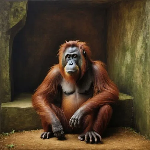 orangutan,orang utan,the thinker,gorilla,chimpanzee,uakari,bonobo,primate,macaque,zoo planckendael,common chimpanzee,baboon,barbary ape,herman park zoo,golden lion tamarin,mandrill,ape,barbary monkey,thinker,rhesus macaque,Illustration,Abstract Fantasy,Abstract Fantasy 16