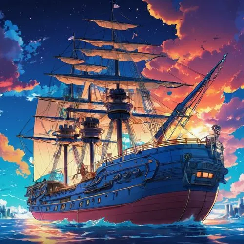 galleon ship,sea sailing ship,galleon,sailing ship,manila galleon,sail ship,sea fantasy,scarlet sail,pirate ship,full-rigged ship,ship,ship of the line,friendship sloop,tall ship,tallship,old ship,victory ship,shipwreck,the ship,violet evergarden,Illustration,Japanese style,Japanese Style 03