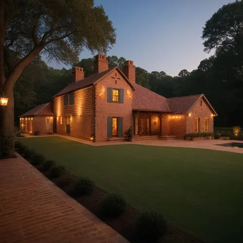 Classic Southern style house with whitewashed red brick. Could be on the cover of Southern living. ,pinehurst,clay house,country estate,brick house,country house,ferncliff,meadowood,muirfield,reynolda