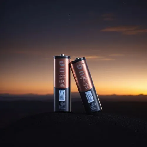 a fujitsu battery under the dark earth with dark sky background,two batteries sit on top of each other at sunset,batteries,fuchai,the batteries,alakaline battery,monoliths,humira,Photography,General,R